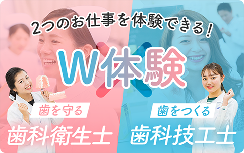 2つのお仕事を体験できる！W体験 歯を守る歯科衛生士 歯をつくる歯科技工士